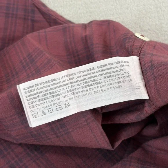 Abercrombie & Fitch Blade Mandarin Collar Shirt in Burgundy Plaid Men 2XL Preppy - Picture 7 of 7